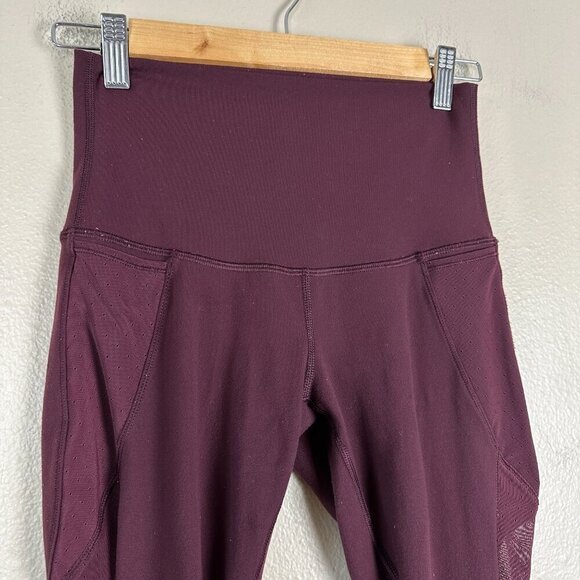 Lululemon Barre Star Leggings Yoga Athleisure Full-On Luon Bordeaux Drama Size 6 - Picture 4 of 5
